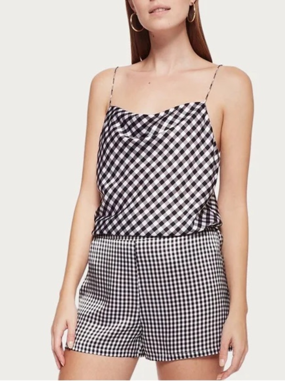 Cami NYC gingham silk axel cami tank